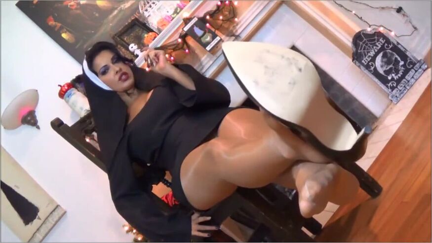 Attractive Nun Showing Her Fantastic Soles And Feet In Sexy Nylon Stockings