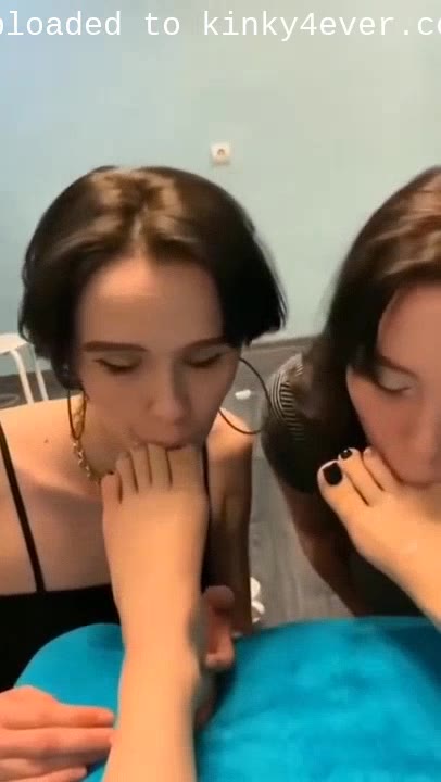 Horny Brunette Girlfriends Sucking My Toes With Black Nail Polish In P