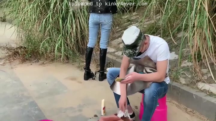 Chinese Cutie Shackled In Public