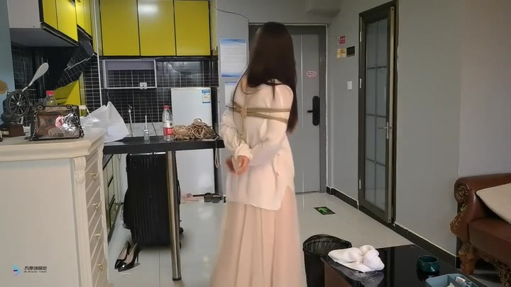 Chinese Girl In Long Dress In Bondage