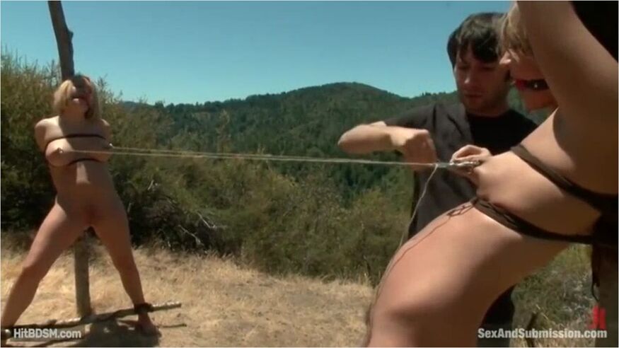 Two Sluts Experience Bondage Slvry In Nature