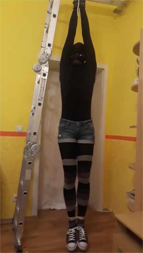 Hand - Suspension Bondage In Pantyhose And Hot Pants