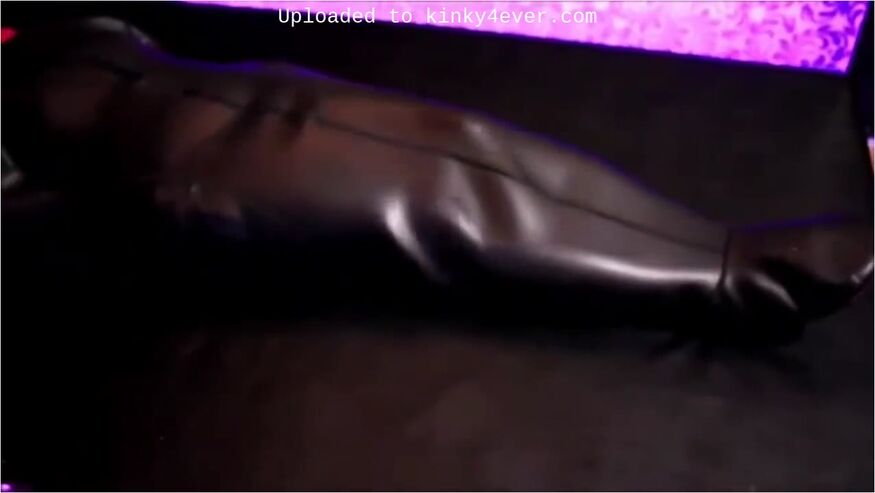 Mistress Strapped In Neoprene Sleepsack