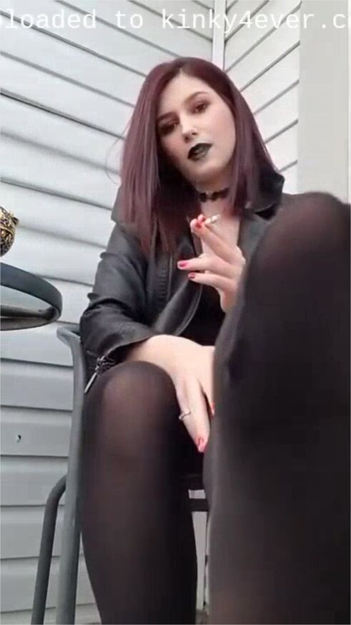 Sexy Babe Her Feet In Nylon Stockings While Smoking