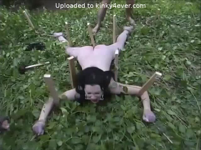 Raven Haired Beauty Gets Tied Up In The Garden