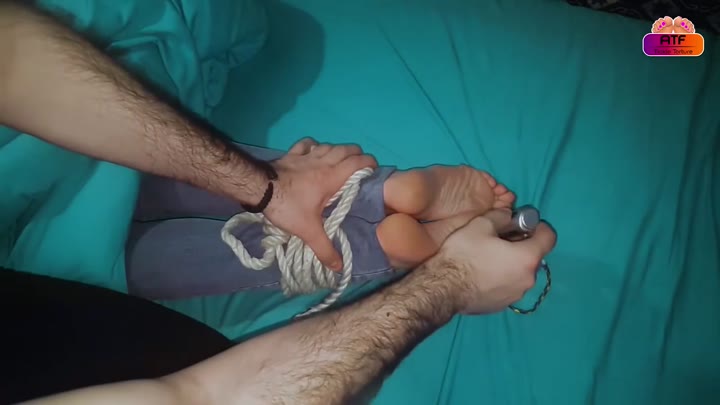 Tickling Wifes Tied Feet In The Bed