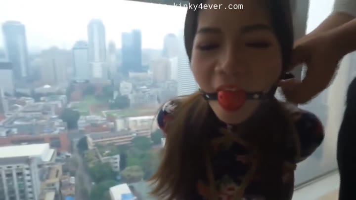 Cute Chinese Girl Tied And Ballgagged By Window
