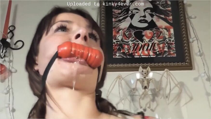 British Milf Drooling Under Huge Gag