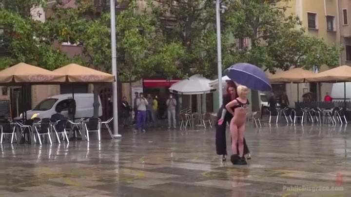 Eager Bitch Spanked And Flogged In The Rain