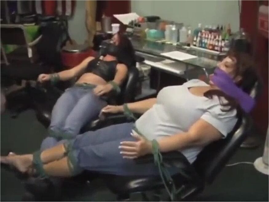 Two Girls Chair-tied And Mouth-wrapped