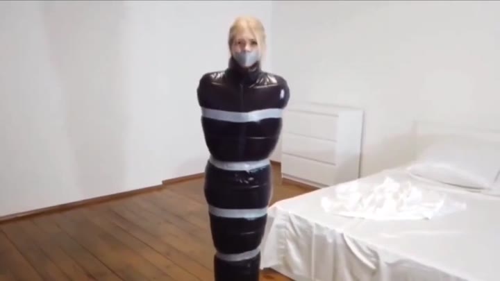 Hot Blonde Bound And Tape Gagged, Wrapped 1