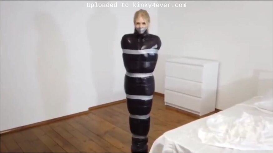 Hot Blonde Bound And Tape Gagged, Wrapped 1