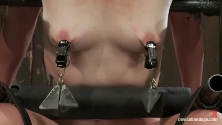 Bound In A Custom Metal Bondage Rig. Made To Cum, She Cant Stop The Orgasms That Rip Though Her