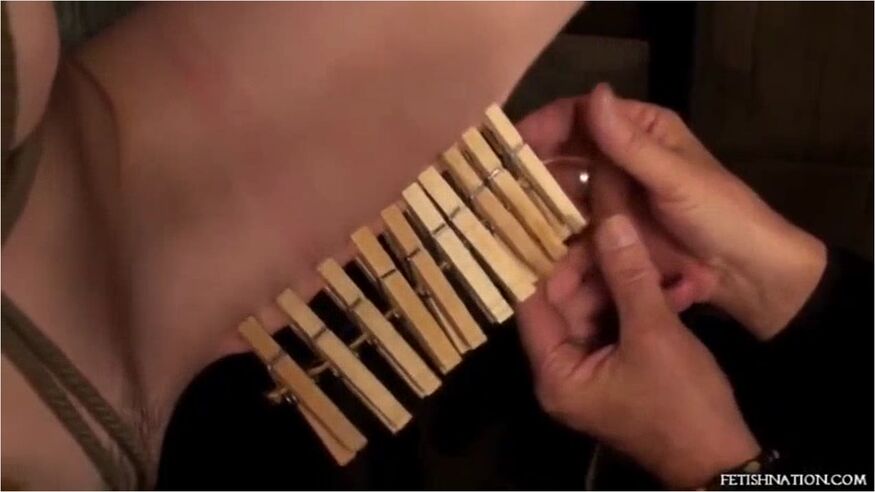 Candle Bdsm: Leg Up Bondage And Cloth Pins