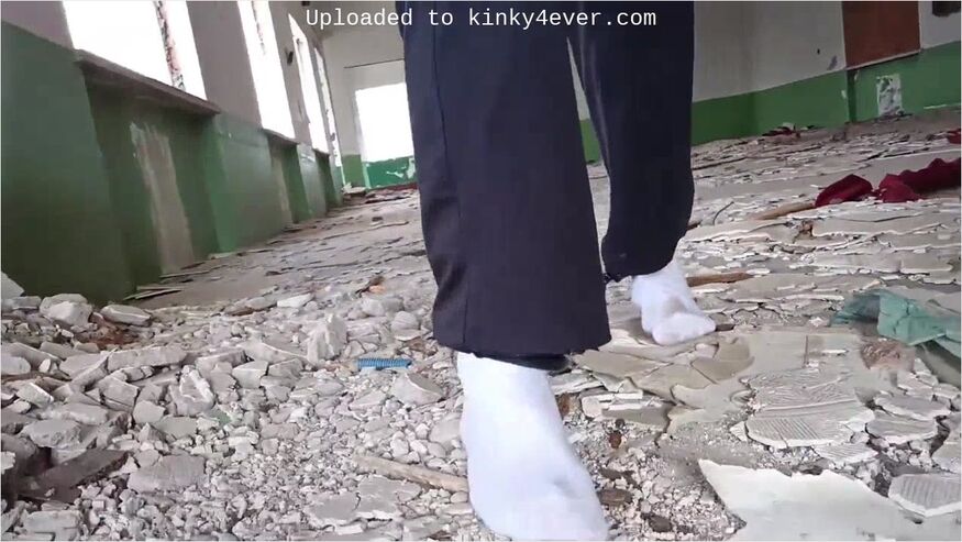 Wearing White Socks Cuffed Walk In Ruins 2 (edited)