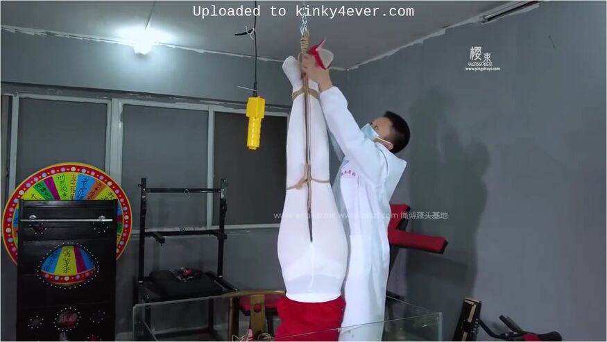 Hung Upside Down By Her White Pantyhose