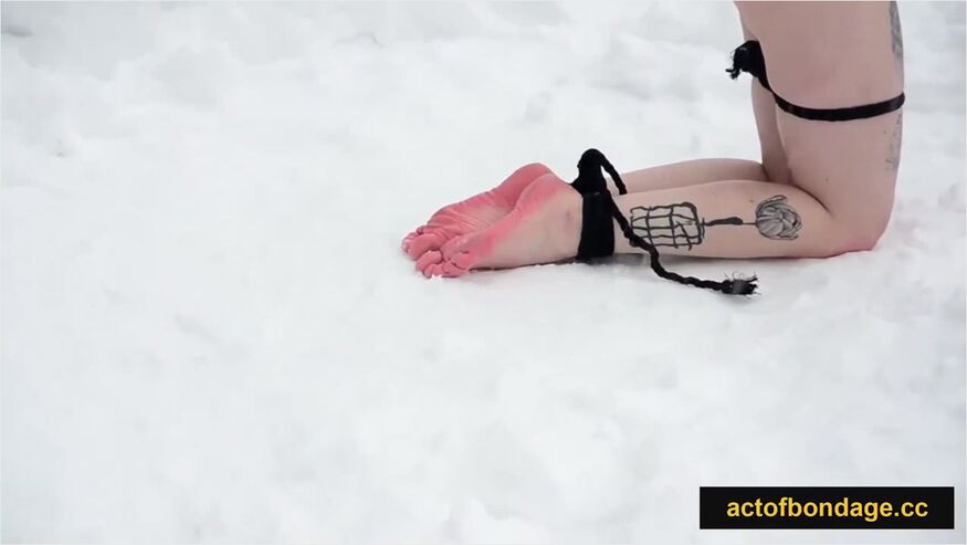 Barefoot Girl In Snowbondage