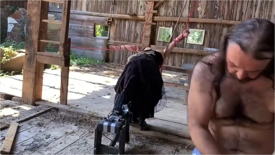 Tied Up And Fucked By Machine In Barn