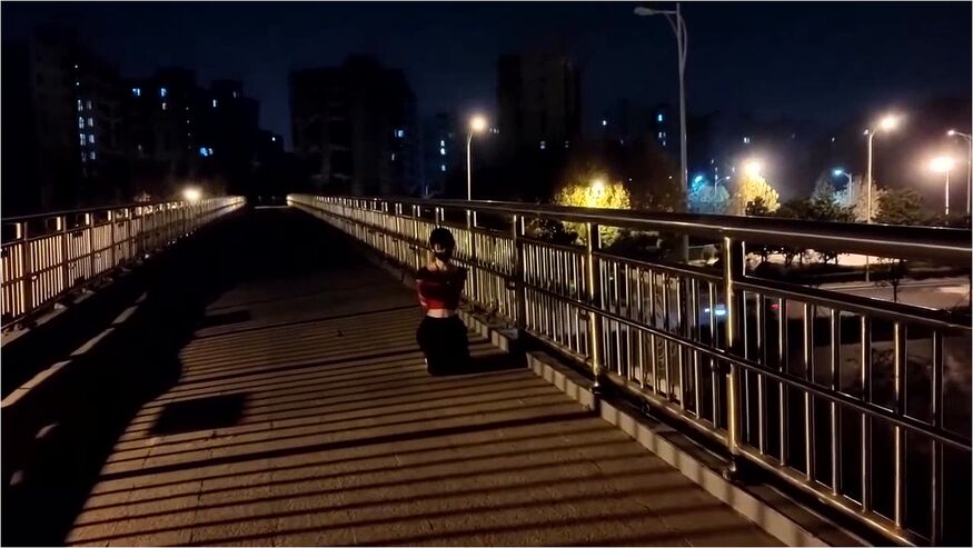 Bound Girl Walk Outside