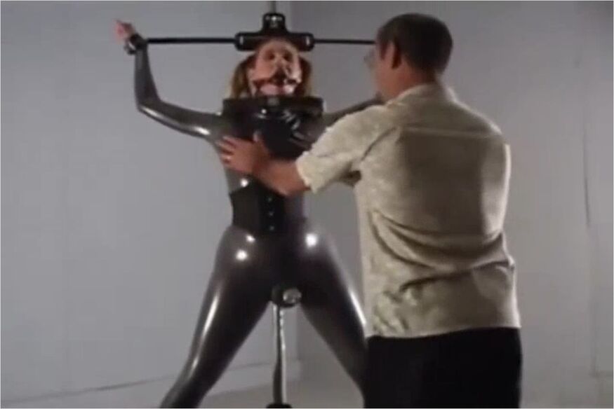Latex Catsuit Slave Ballgagged Suspended