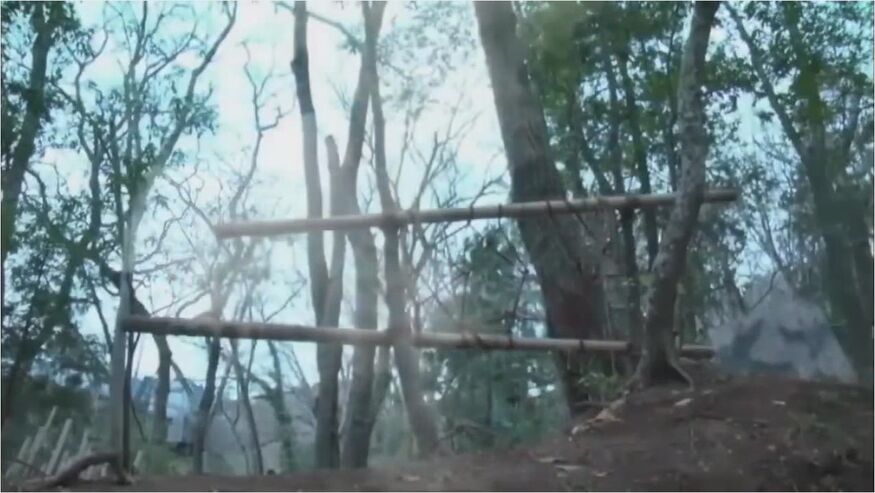 Giga Japanese Ninja Lashed To Bamboo Frame