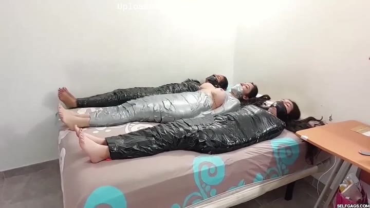 Three Struggling Bondage Mummies