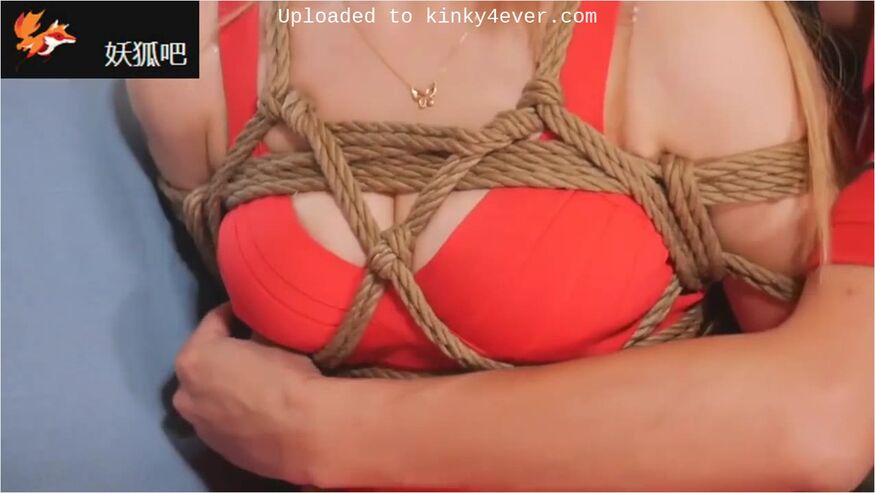 Asian Girl Tied In Red Dress