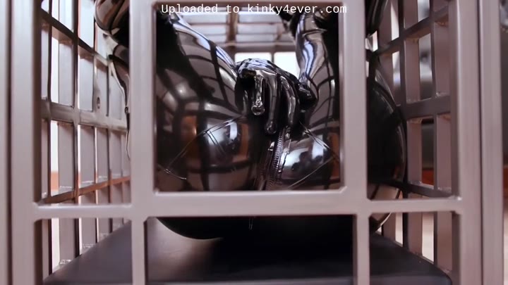 Caged Latex Doll Denies Self Orgasm